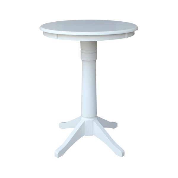 International Concepts Round 30 in Round Top Pedestal Table, 34.9 inH, White, 30 W, 30 L, 35.9 in H, Wood, White K08-30RT-27B-6B - main